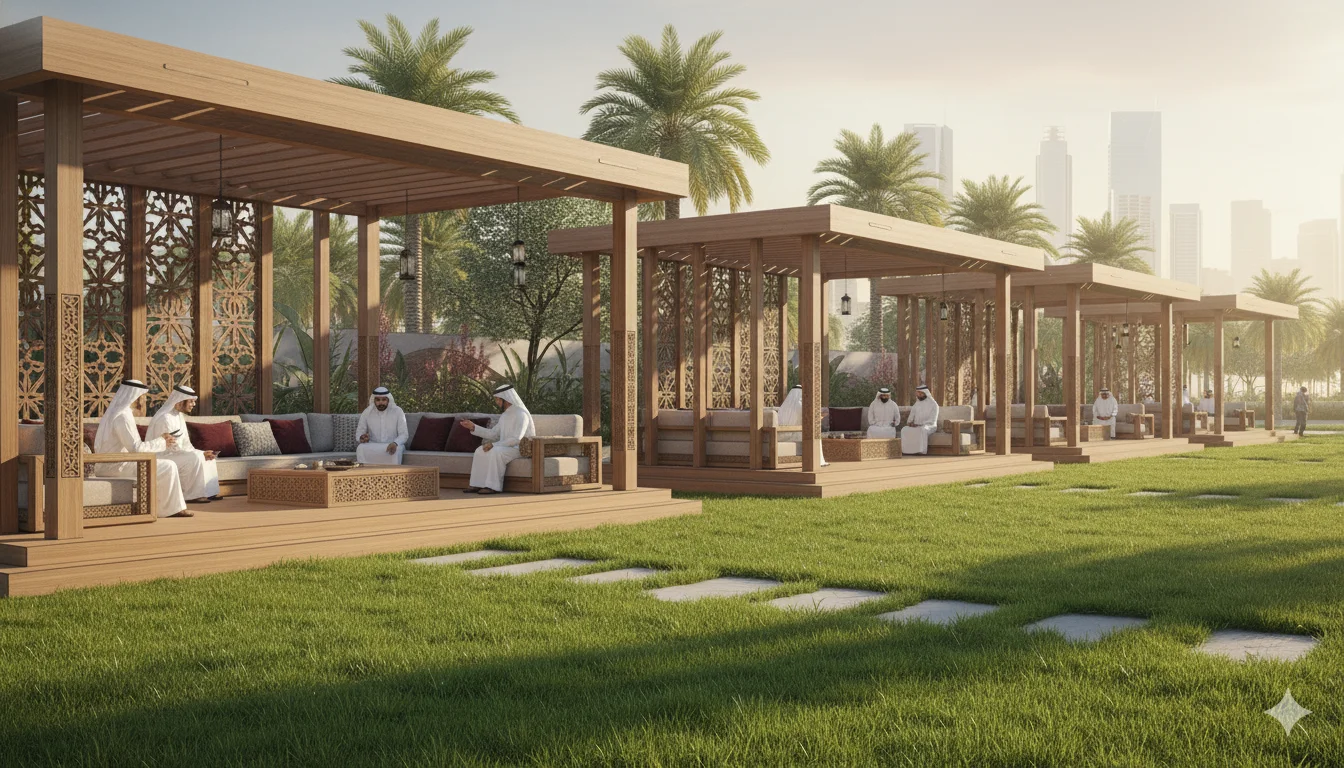 المجالس والبرجولات الخشبية